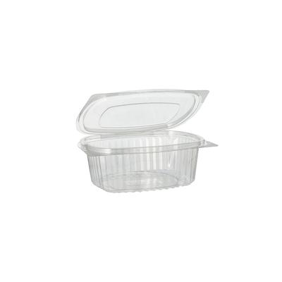 Starpak 450 Feinkost- und Salatschalen mit Klappdeckel, R-PET oval 500 ml 5,5 cm x 12,4 cm x 15 cm klar