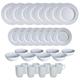 Kahla Nature Dinnerware 32 Piece Porcelain Dinnerware Set - 8 Person Setting - 8 Dinner Plates, 8 Side Plates, 8 Cereal Bowls, 8 Mugs - White