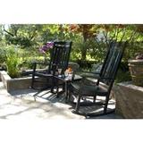 Frontera Outdoor Rocking Solid Wood Chair 3 Piece Set in Gray/Blue/Black | 48 H x 27 W x 34 D in | Wayfair FF-713.1.7-ENS