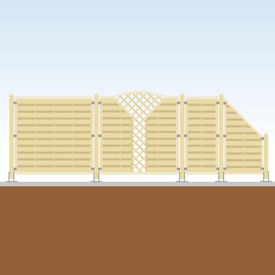 TraumGarten Sichtschutzzaun Zier Komplett-Set Holz Sichtschutz Lamellenzaun, mit Endelement, 1,2,8,Aufschrauben Image
