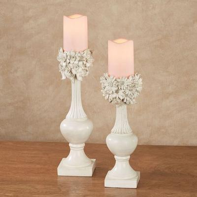 Daisies and Daffodils Floral Candleholders Ivory Set of Two, Set of Two, Ivory
