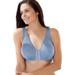 Plus Size Women's Meryl Cotton Front-Close Wireless Bra by Leading Lady in Heather Blue (Size 44 C/D/DD)