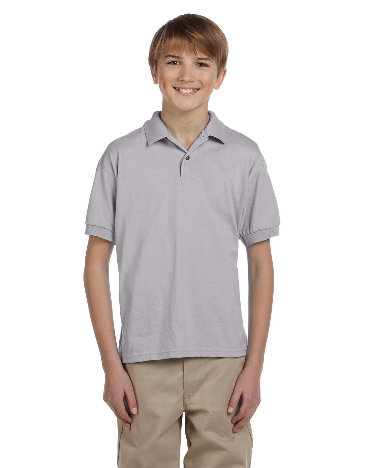 Gildan G880B Youth DryBlend Jersey Polo Shirt in Sport Grey size Medium | Cotton Polyester G8800B, 8800B