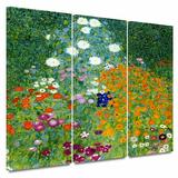 The Twillery Co.® Farm Garden by Gustav Klimt - 3 Piece Graphic Art Print Set on Canvas in White | 24 H x 36 W x 2 D in | Wayfair