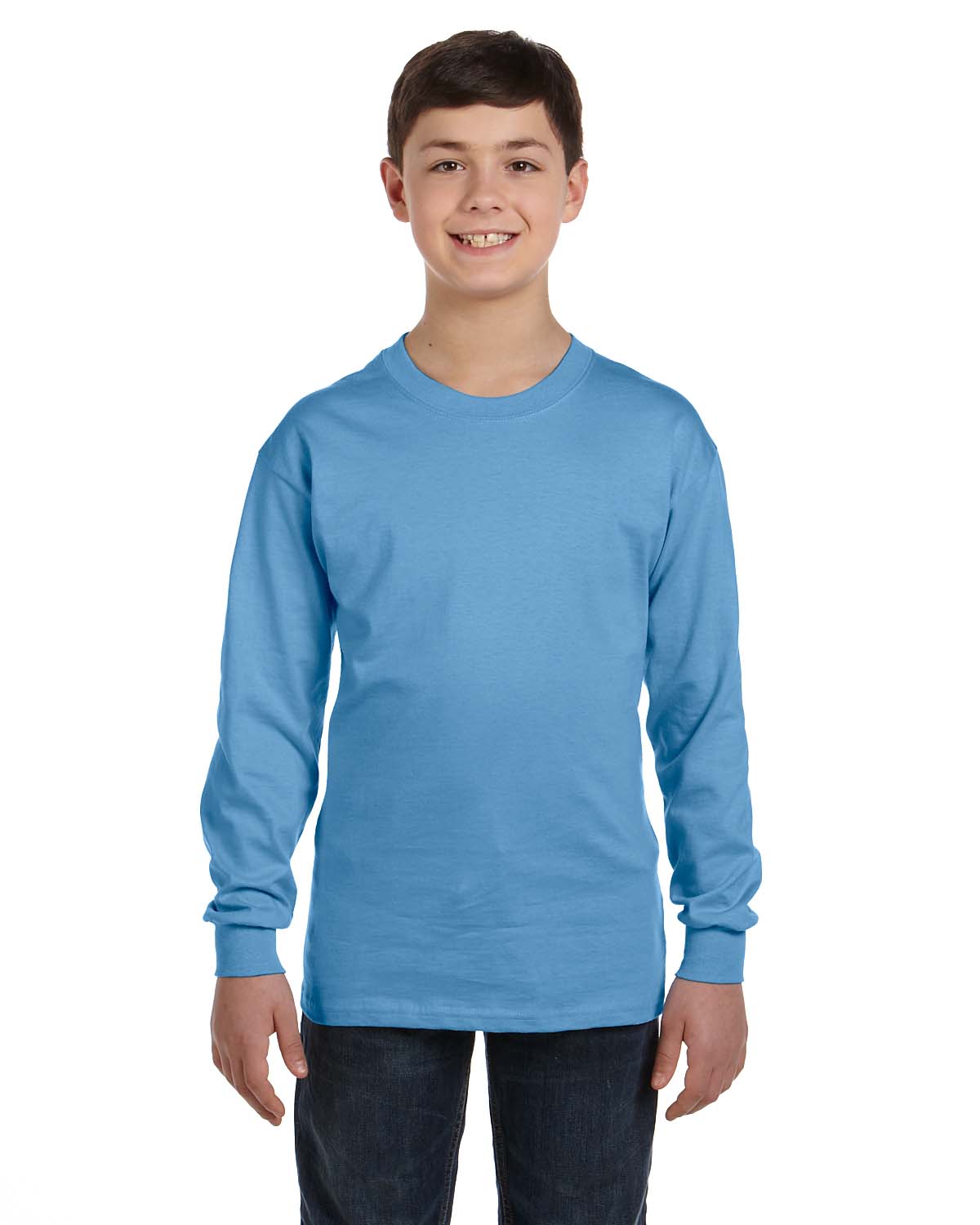 Gildan G540B Youth Heavy Cotton Long Sleeve T-Shirt in Carolina Blue size Large 5400B, G5400B