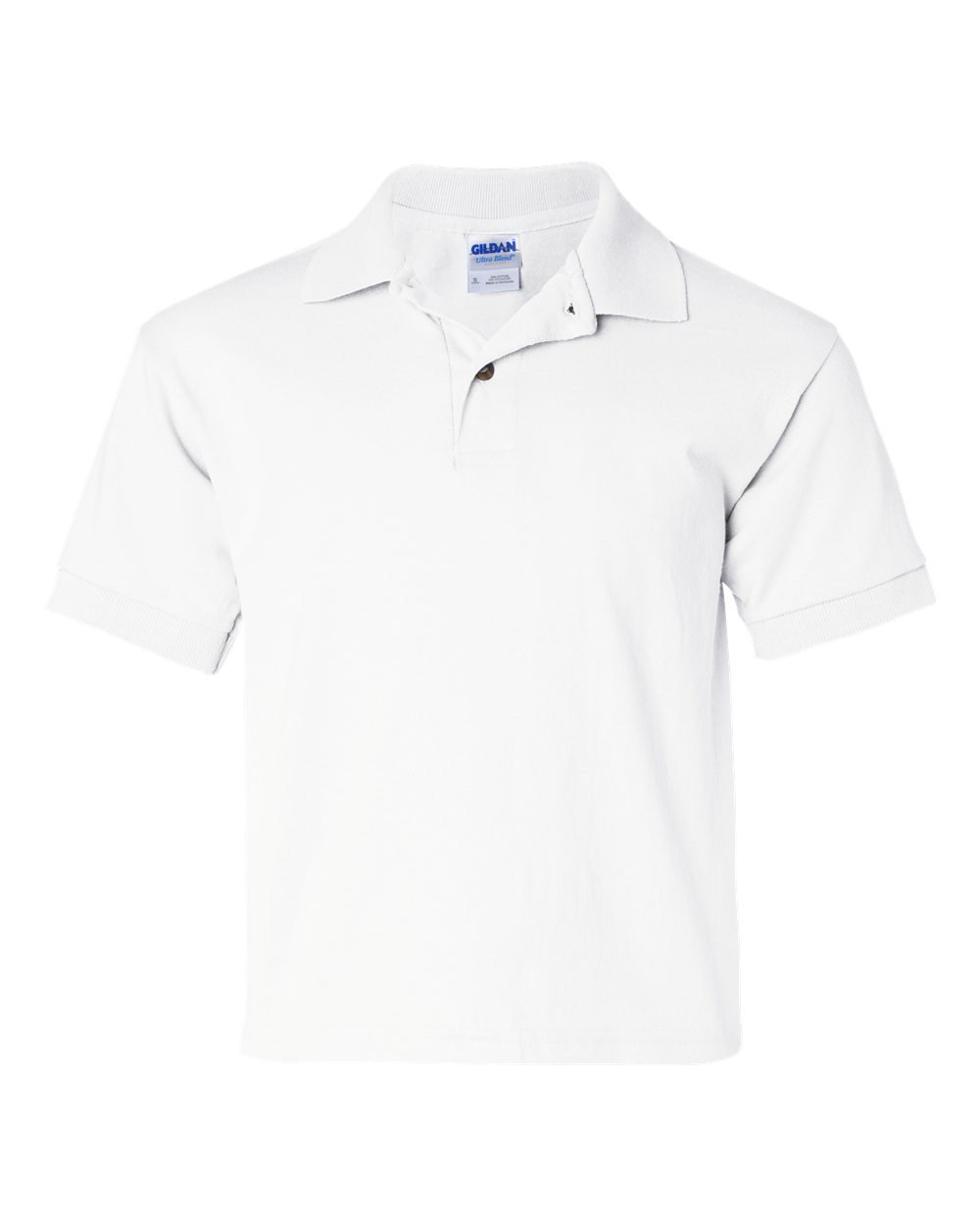 Gildan G880B Youth DryBlend Jersey Polo Shirt in White size Large | Cotton Polyester G8800B, 8800B