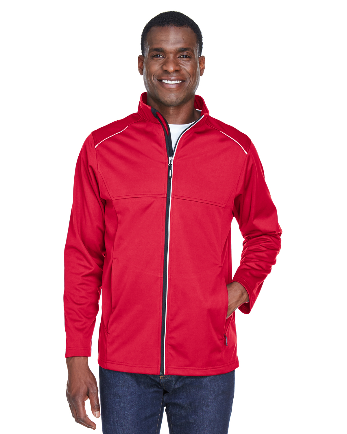 CORE365 CE708 Men's Techno Lite Three-Layer Knit Tech-Shell Jacket in Classic Red size 2XL | Polyester