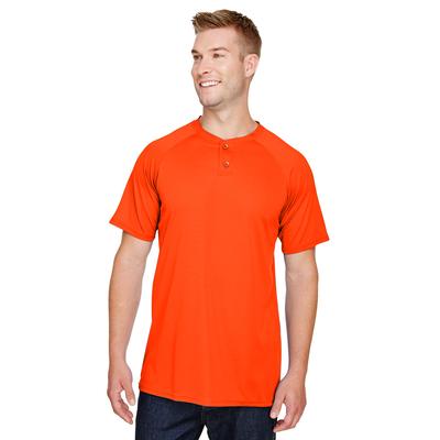 Augusta Sportswear AG1565 Athletic Attain Wicking Two-Button Baseball Jersey T-Shirt in Orange size XL | Polyester 1565