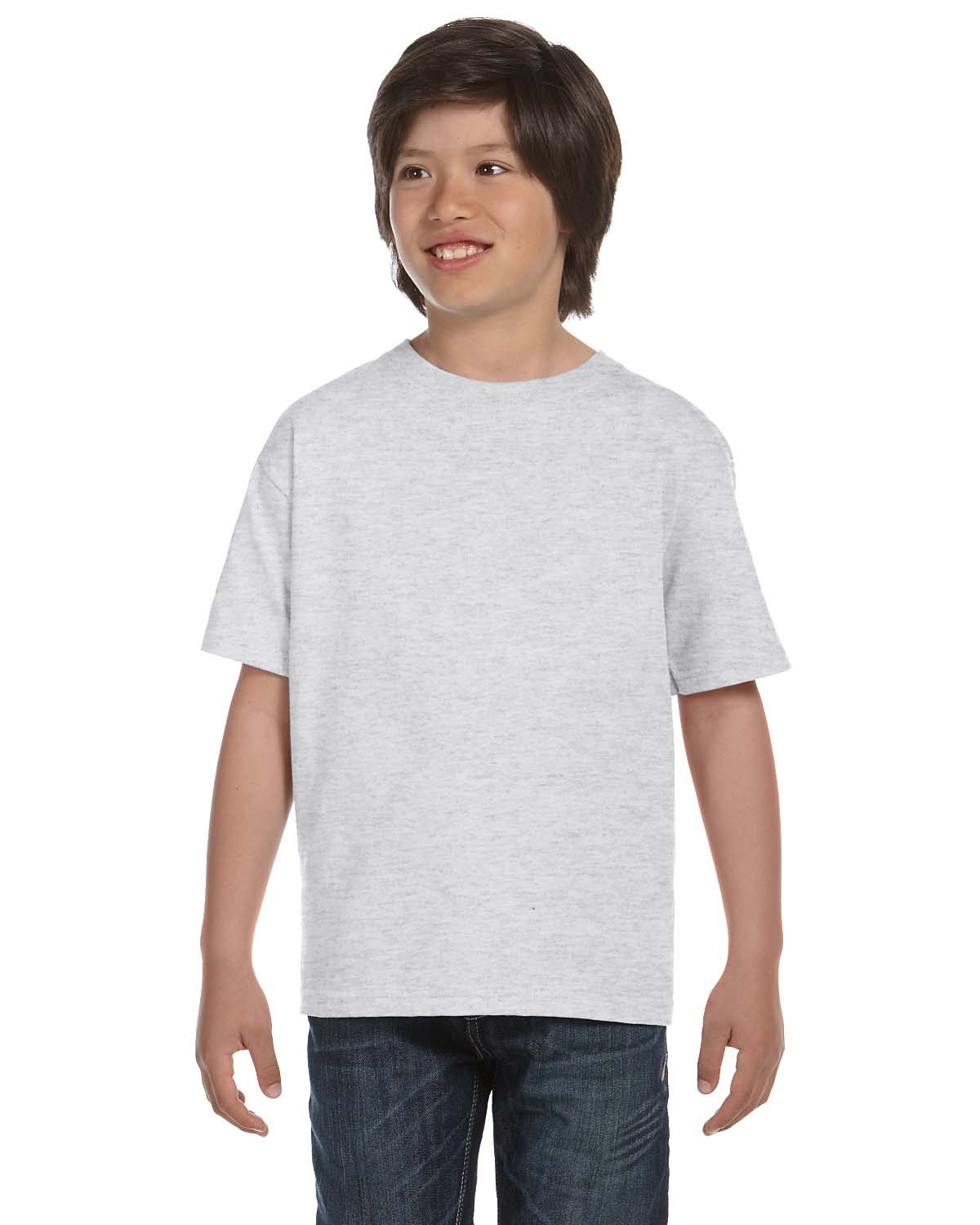 Gildan G800B Youth 50/50 5.6 Oz T Shirt in Ash size Small | Cotton Polyester 8000B, G8000B
