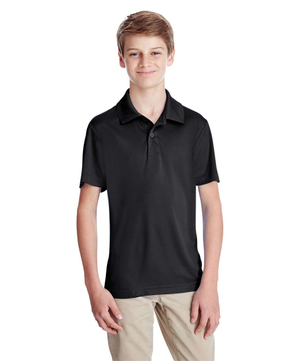 Team 365 TT51Y Youth Zone Performance Polo Shirt in Black size Medium | Polyester