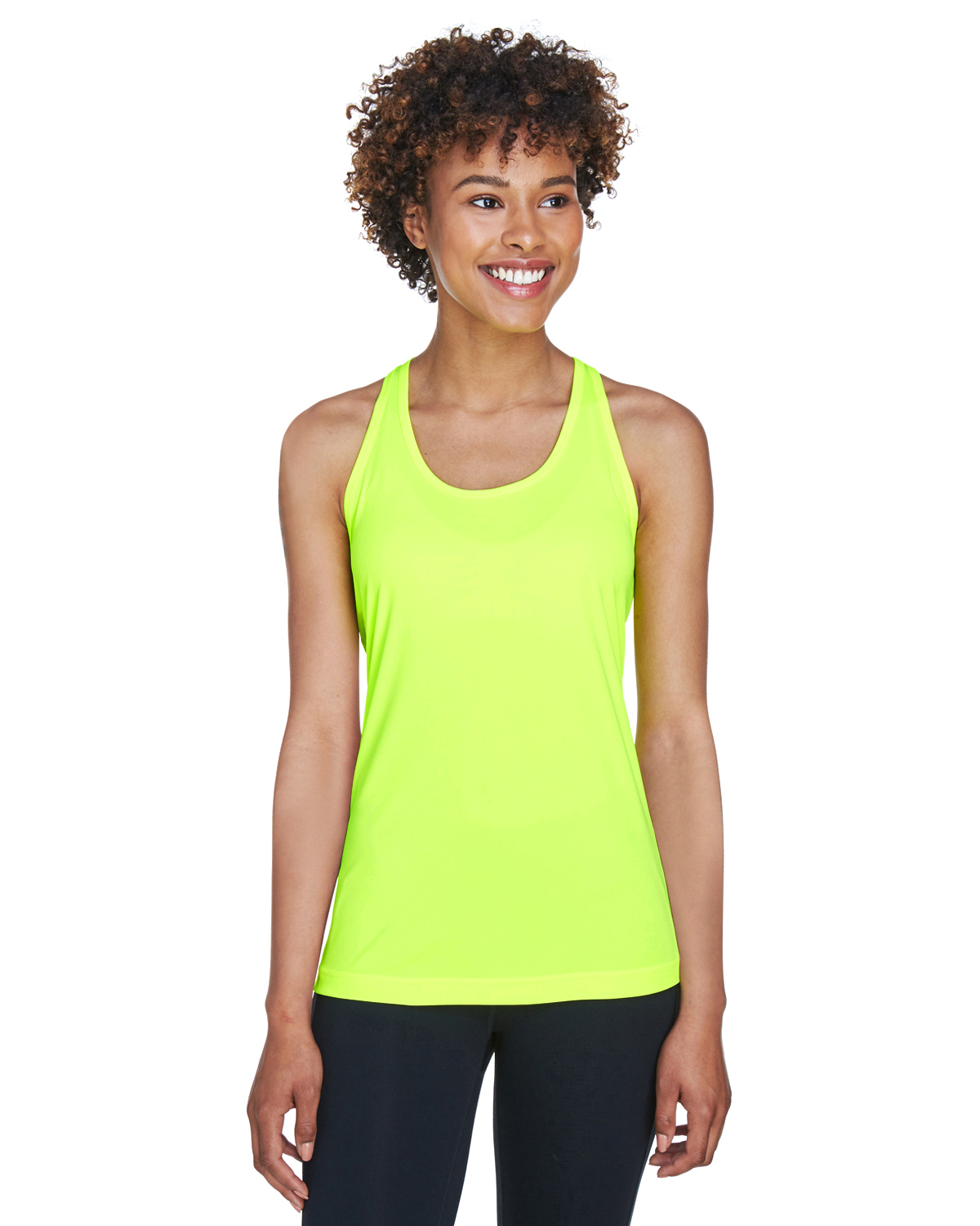 Team 365 TT11WRC Women's Zone Performance Racerback Tank Top in Safety Yellow size Large | Polyester