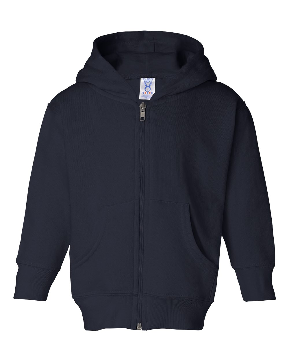 Rabbit Skins 3346 Toddler Zip Fleece Hoodie in Navy Blue size 2 | Ringspun Cotton LA3346