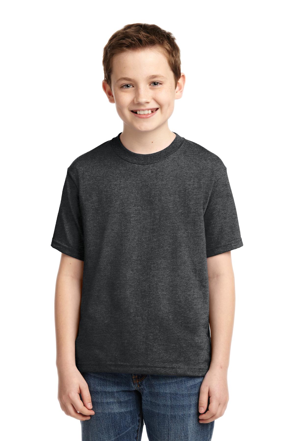 Jerzees 29B Youth Dri-Power 50/50 T-Shirt in Black Heather size Large | Cotton Polyester 29BR