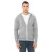 Bella + Canvas 3739 Sponge Fleece Full-Zip Hooded Sweatshirt in Heather size Small | Ringspun Cotton BC3739, B3739