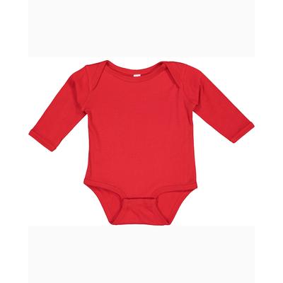 Rabbit Skins 4411 Infant Long Sleeve Baby Rib Bodysuit in Red size Newborn | Ringspun Cotton LA4411, RS4411