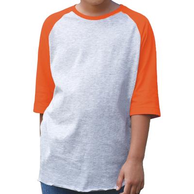 LAT 6130 Youth Baseball T-Shirt in Vintage Heather/Vintage Orange size Small | Ringspun Cotton LA6130