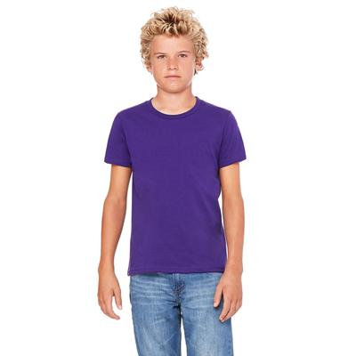 Bella + Canvas 3001Y Youth Jersey T-Shirt in Team Purple size Medium | Ringspun Cotton 3001YCVC, 3001YCV, BC3001YCVC, B3001Y, BC3001Y