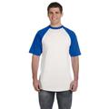 Augusta Sportswear 423 Adult Short-Sleeve Baseball Jersey T-Shirt in White/Royal size Large | Cotton Polyester