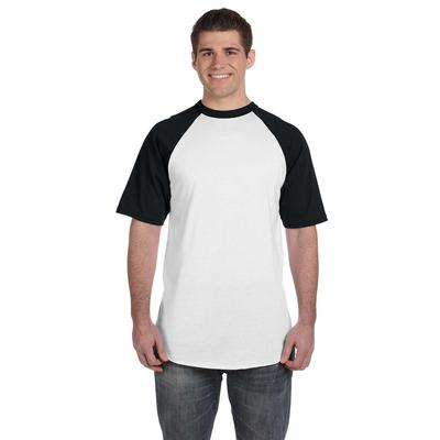 Augusta Sportswear 423 Baseball Short Sleeve Top 2.0 in White/Black size Medium | Cotton Polyester