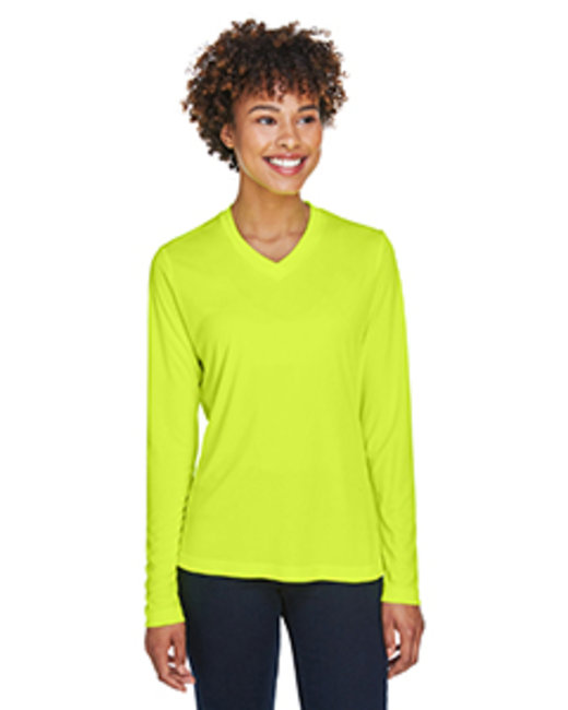 Team 365 TT11WL Women's Zone Performance Long-Sleeve T-Shirt in Safety Yellow size Large | Polyester