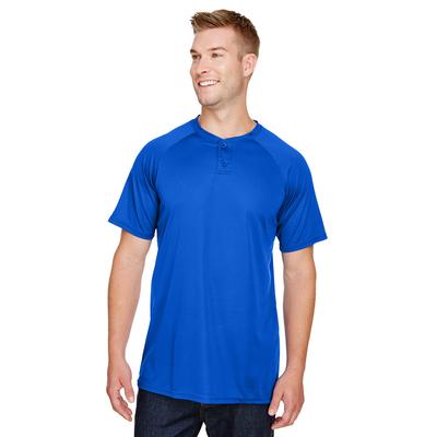 Augusta Sportswear AG1565 Athletic Attain Wicking Two-Button Baseball Jersey T-Shirt in Royal Blue size Small | Polyester 1565