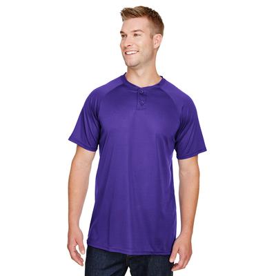 Augusta Sportswear AG1565 Athletic Attain Wicking Two-Button Baseball Jersey T-Shirt in Purple size 2XL | Polyester 1565