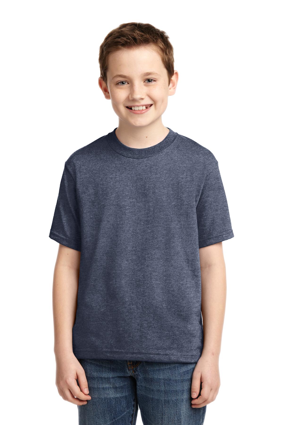 Jerzees 29B Youth Dri-Power 50/50 T-Shirt in Vintage Heather Navy Blue size XL | Cotton Polyester 29BR