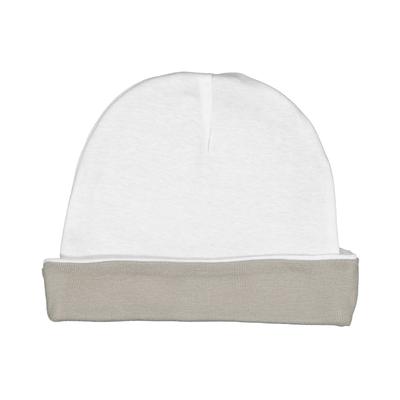 Rabbit Skins 4451 Infant Baby Rib Cap in White/Titanium | Ringspun Cotton LA4451