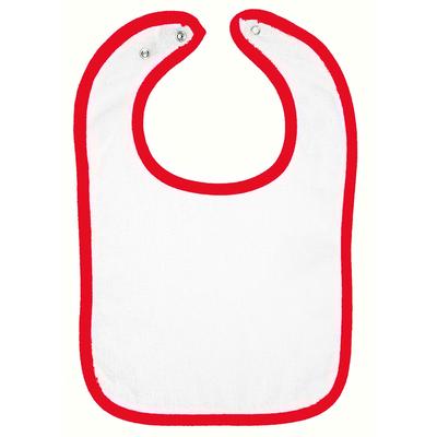 Rabbit Skins 1003 Infant Contrast Trim Terry Bib in White/Red LA1003, RS1003
