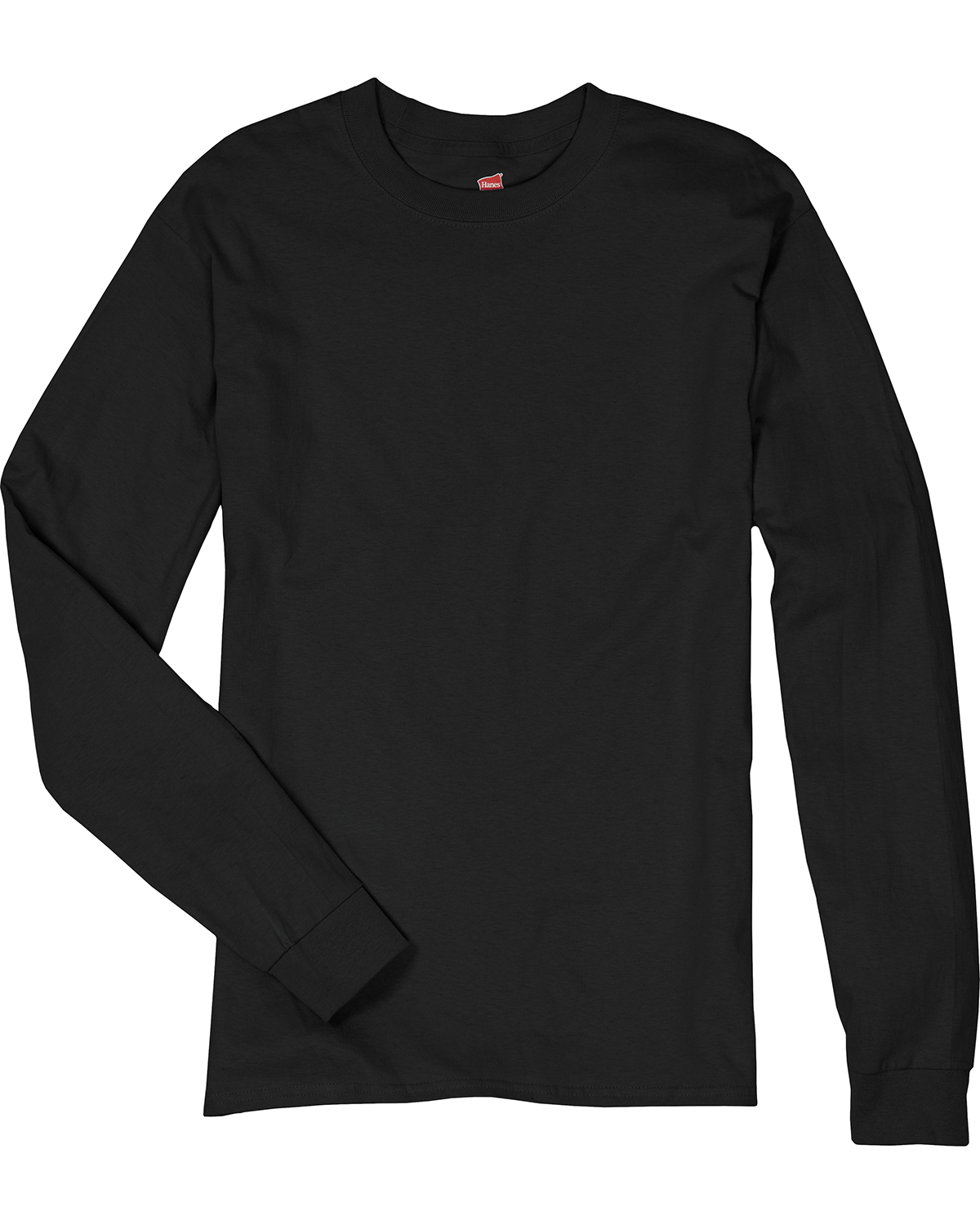 Hanes 5586 Authentic-T Cotton Long Sleeve T-Shirt in Black size 2XL