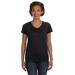 LAT 3507 Women's V-Neck Fine Jersey T-Shirt in Black size Large | Ringspun Cotton LA3507