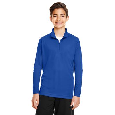 Team 365 TT31Y Youth Zone Performance Quarter-Zip T-Shirt in Sport Royal Blue size Small | Polyester