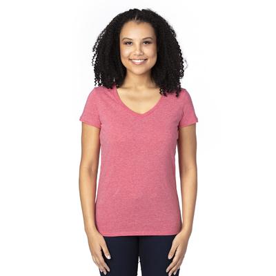 Threadfast Apparel 200RV Women's Ultimate V-Neck T-Shirt in Red Heather size XL | Cotton/Polyester Blend
