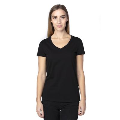 Threadfast Apparel 200RV Women's Ultimate V-Neck T-Shirt in Black size Medium | Cotton/Polyester Blend
