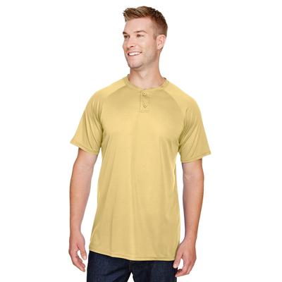 Augusta Sportswear AG1565 Athletic Attain Wicking Two-Button Baseball Jersey T-Shirt in Vegas Gold size 3XL | Polyester 1565