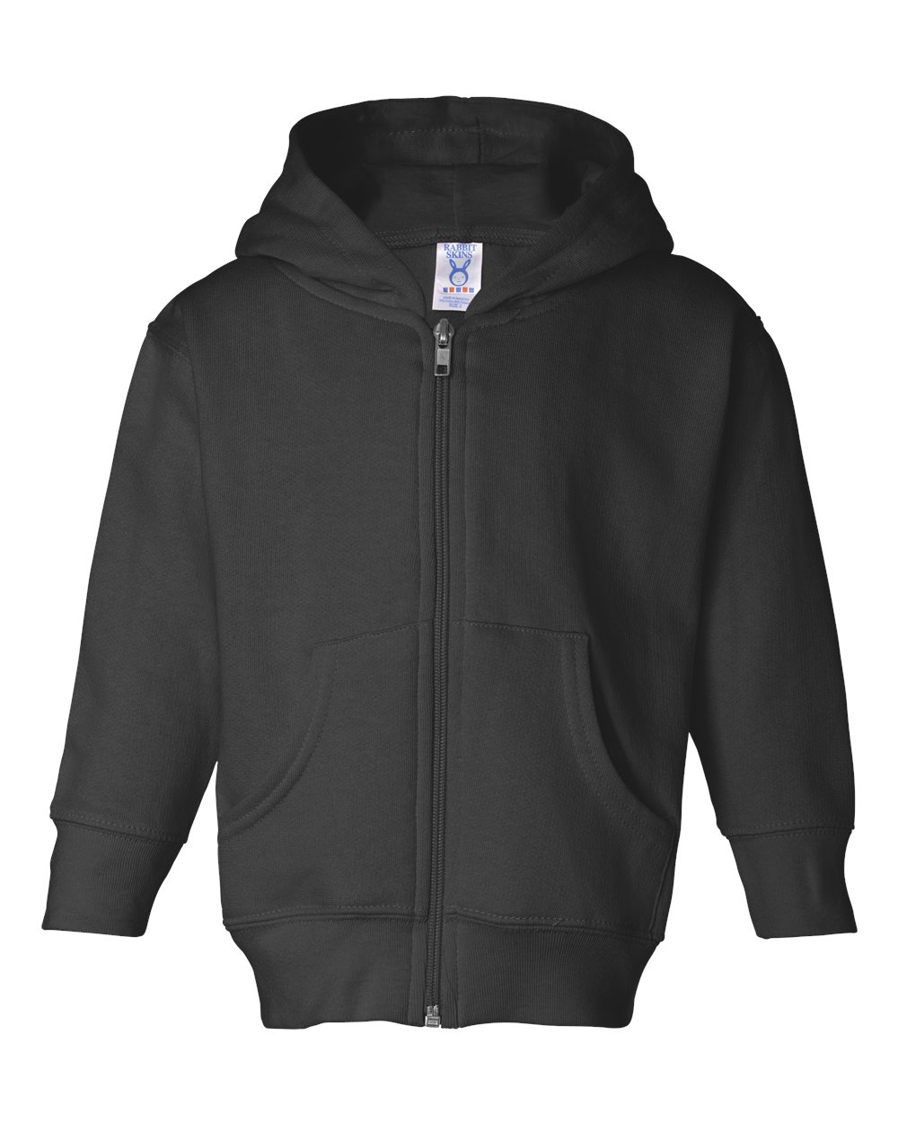 Rabbit Skins 3346 Toddler Zip Fleece Hoodie in Black size 2 | Ringspun Cotton LA3346