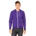 Bella + Canvas 3739 Sponge Fleece Full-Zip Hooded Sweatshirt in Team Purple size Small | Ringspun Cotton BC3739, B3739