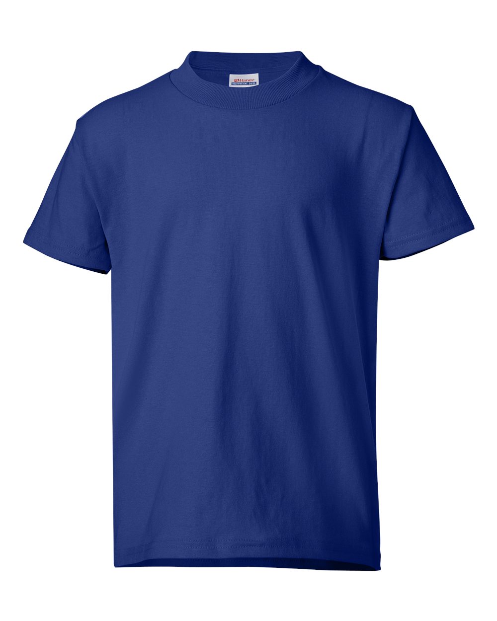 Hanes 5370 Youth EcoSmart T-Shirt in Deep Royal Blue size Small | Cotton Polyester