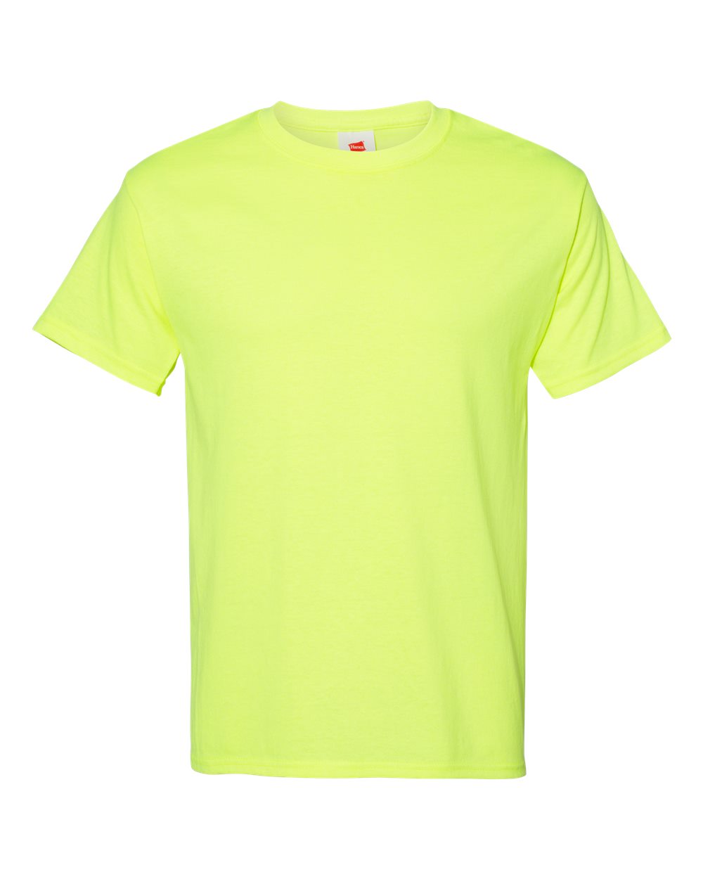 Hanes 5170 50/50 T-Shirt in Safety Green size Small | Cotton Polyester