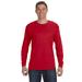 Hanes 5586 Authentic-T Cotton Long Sleeve T-Shirt in Deep Red size Medium