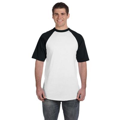 Augusta Sportswear 423 Baseball Short Sleeve Top 2.0 in White/Black size XL | Cotton Polyester