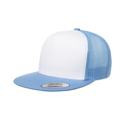 Yupoong 6006W Adult Classic Trucker with White Front Panel Cap in Columbia Blue/White/Columbia Blue