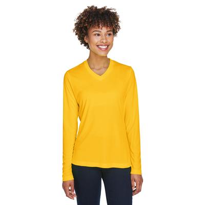 Team 365 TT11WL Women's Zone Performance Long-Sleeve T-Shirt in Sport Gold size XL | Polyester