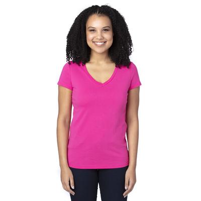 Threadfast Apparel 200RV Women's Ultimate V-Neck T-Shirt in Hot Pink size 2XL | Cotton/Polyester Blend