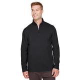 UltraClub UC792 Men's Coastal Pique Fleece Quarter-Zip Jacket in Black size Small | Polyester