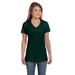 Hanes S04V Women's Perfect-T V-Neck T-Shirt in Deep Forest Green size XS | Ringspun Cotton