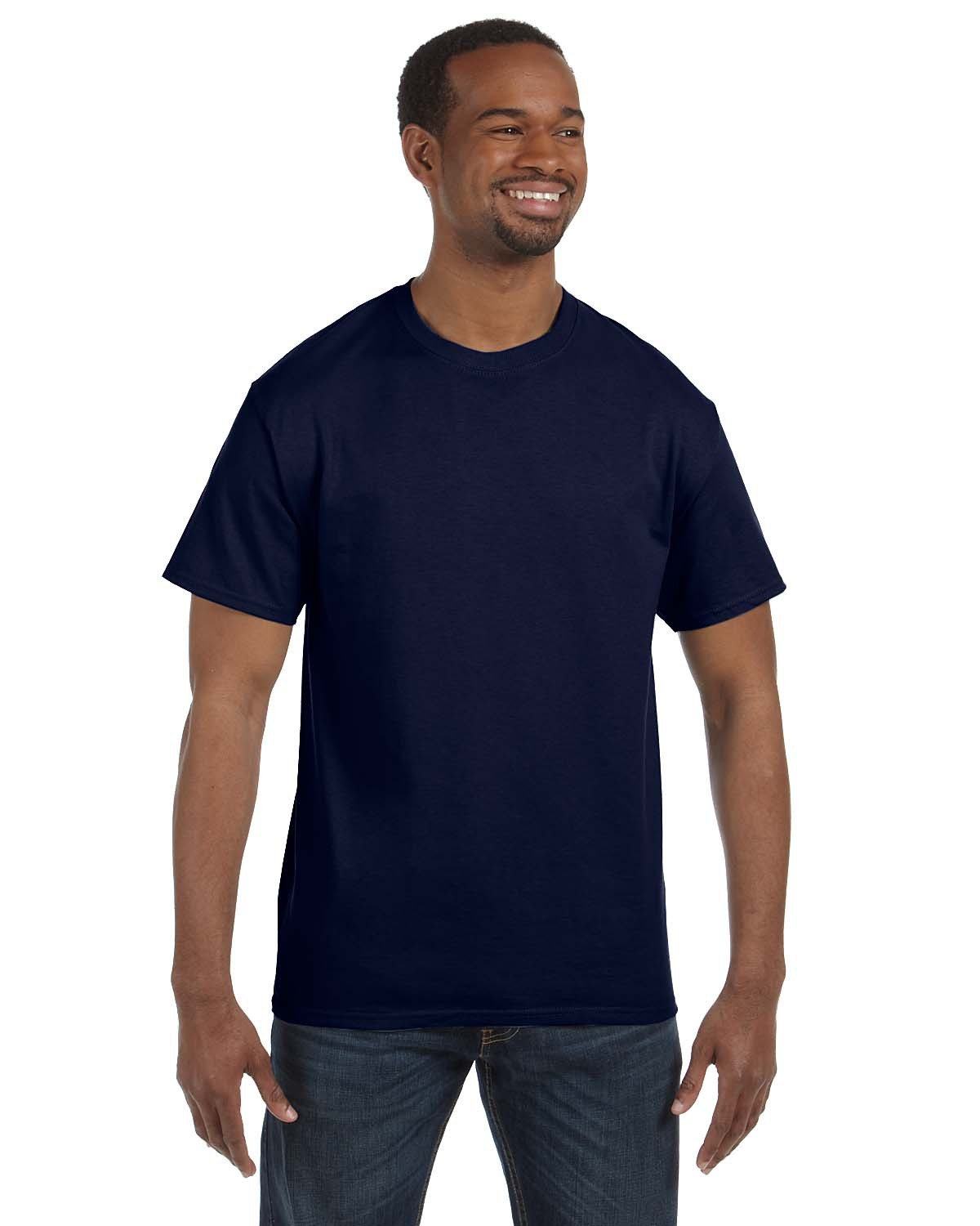 Hanes 5250T Men's Authentic-T T-Shirt in Navy Blue size 3XL | Cotton 5250