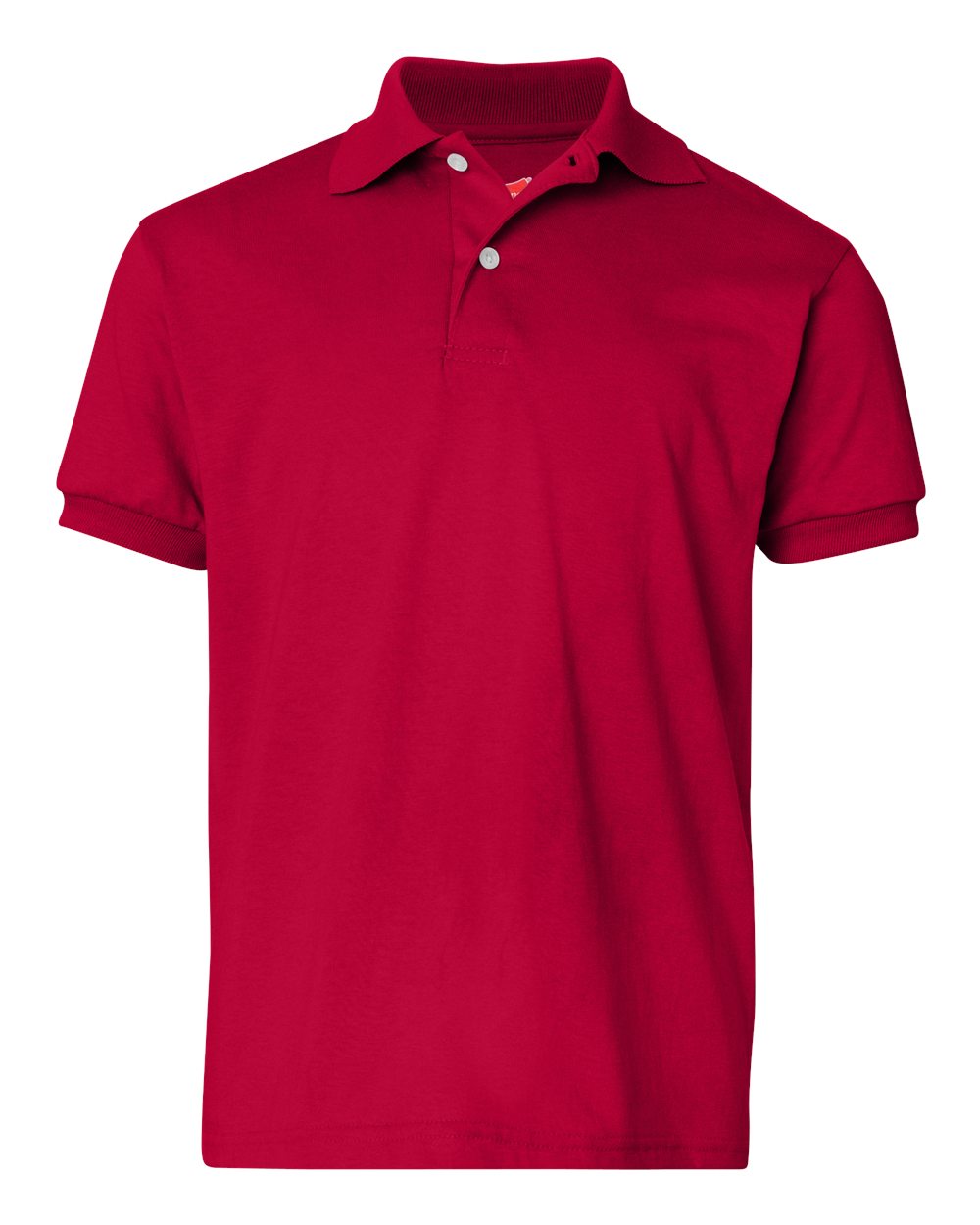 Hanes 054Y Youth EcoSmart Jersey Polo Shirt in Deep Red size Medium | Cotton Polyester