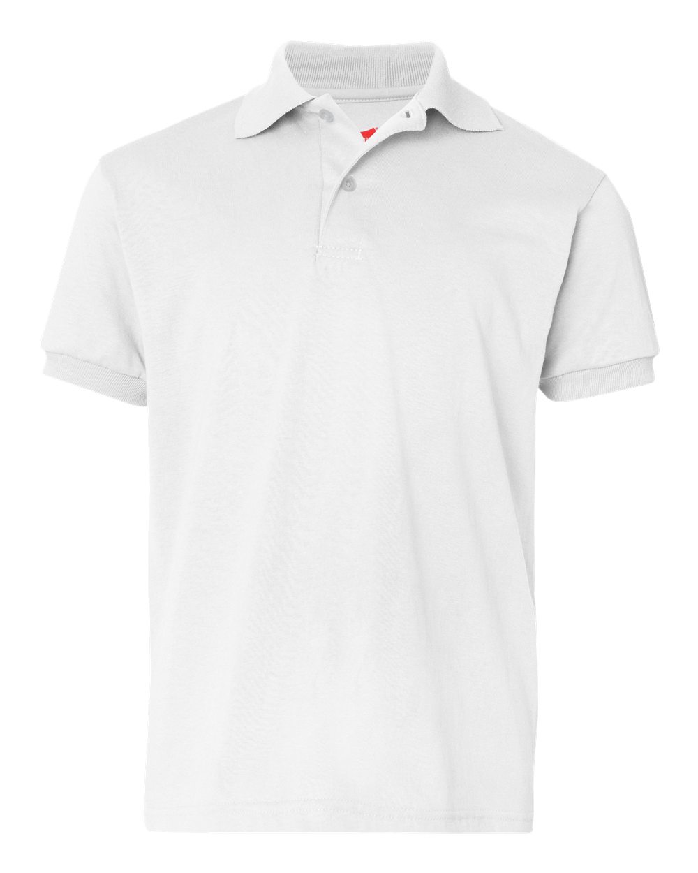 Hanes 054Y Youth EcoSmart Jersey Polo Shirt in White size Medium | Cotton Polyester