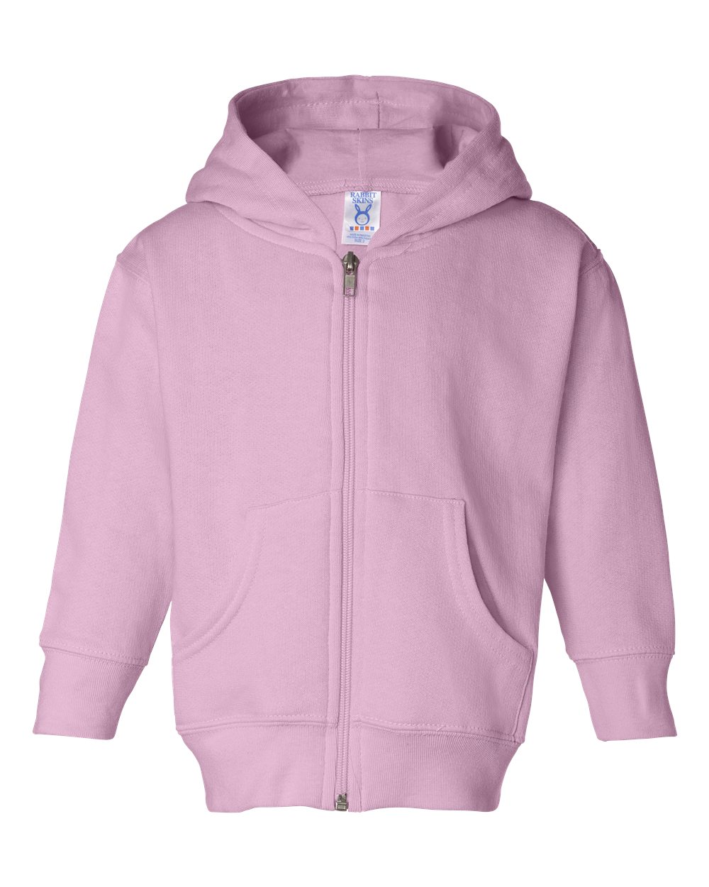 Rabbit Skins 3346 Toddler Zip Fleece Hoodie in Pink size 4 | Ringspun Cotton LA3346